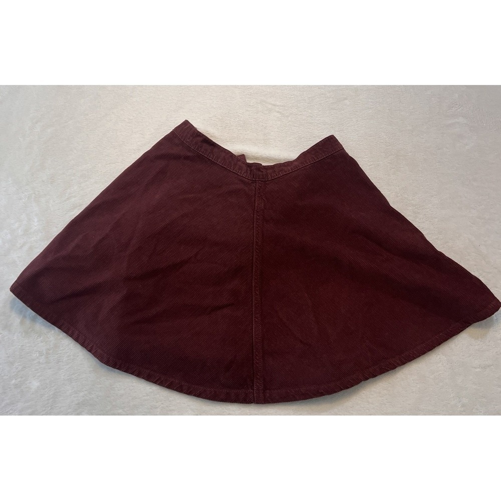 American Apparel Jeans Burgundy Corduroy Cotton Denim Skater Mini Skirt S Vintag - Picture 8 of 8